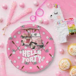 Golf 40. Geburtstag mit Rosa Karren Golfer Pappteller