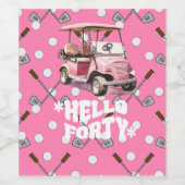 Golf 40. Geburtstag mit Rosa Karren Golfer Weinetikett (Einzelnes Label)