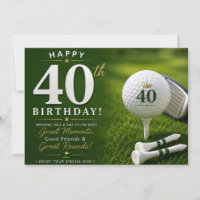 Golf 40. Geburtstag mit Zahl und Golfball