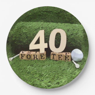Golf 40. Geburtstag Party mit Golfball und Tee Pappteller