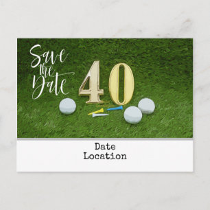 Golf 40. Geburtstag Save the Date für Golf Party Postkarte