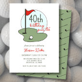 Golf 40th Birthday Party Hand Drawn Modern Green Einladung