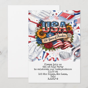 Golf 4. Juli 250 Jahre Unabhängigkeit Postkarte