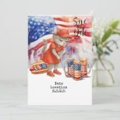 Golf 4 Juli Cat Einladungskarte Save the Date Einladung (Stehend Vorderseite)