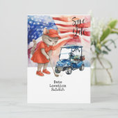 Golf 4 Juli Cat Einladungskarte Save the Date Einladung (Stehend Vorderseite)