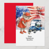 Golf 4 Juli Cat Einladungskarte Save the Date Einladung (Vorne/Hinten)
