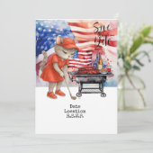 Golf 4 Juli Cat Einladungskarte Save the Date Einladung (Stehend Vorderseite)