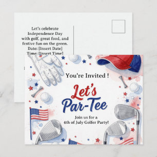 GOLF 4. Juli Independence Day Golfer-Party Feiertagspostkarte