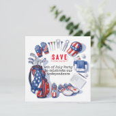 GOLF 4. Juli Independence Day Golfer-Party Save The Date (Stehend Vorderseite)