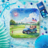 Golf 4. Juli-Party mit amerikanischer Flagge Pappteller (Party)