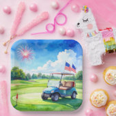 Golf 4. Juli-Party mit amerikanischer Flagge Pappteller (Party)