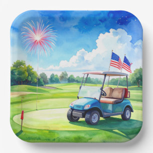 Golf 4. Juli-Party mit amerikanischer Flagge Pappteller