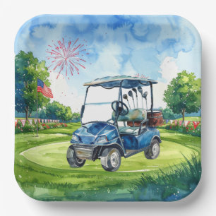 Golf 4. Juli-Party mit amerikanischer Flagge  Pappteller