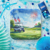 Golf 4. Juli-Party mit amerikanischer Flagge  Pappteller (Party)