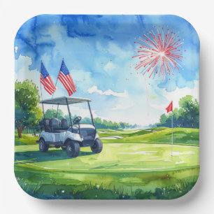 Golf 4. Juli-Party mit amerikanischer Flagge Pappteller