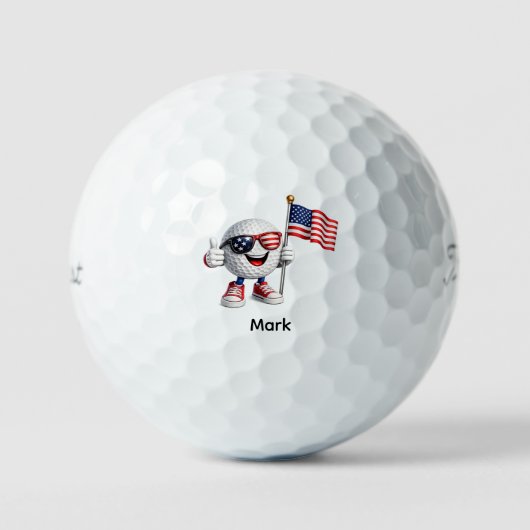 Golf 4. Juli Unabhängigkeitstag mit Flagge Golfball (Vorderseite)