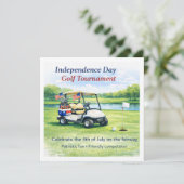Golf  4th July Independence Day  Einladung (Stehend Vorderseite)