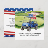 Golf  4th July Independence Day  Einladung (Vorne/Hinten)