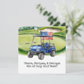 Golf  4th July Independence Day  Einladung (Stehend Vorderseite)