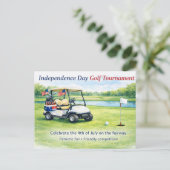 Golf 4th July Independence Day golf cart on course Postkarte (Stehend Vorderseite)