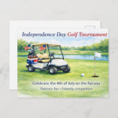Golf 4th July Independence Day golf cart on course Postkarte (Vorne/Hinten)