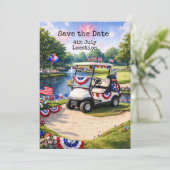 Golf  4th July Independence Day with Barbecue Einladung (Stehend Vorderseite)