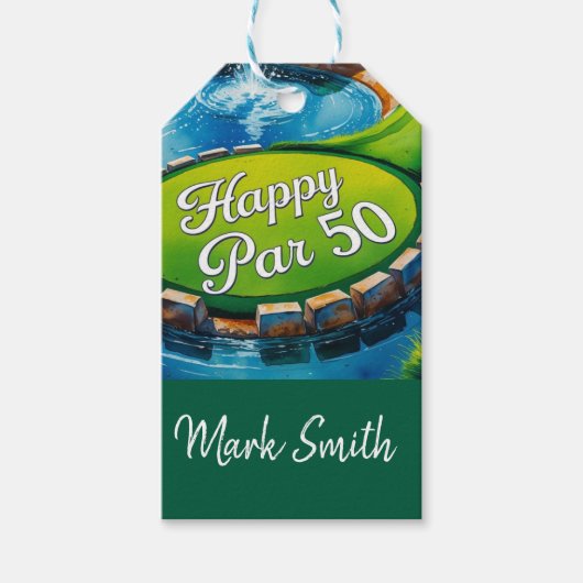 Golf 50. Geburtstag auf Golfplatz Geschenkanhänger (Vorderseite)