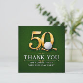 Golf 50. Geburtstag auf grüner Dankeskarten Dankeskarte (Stehend Vorderseite)