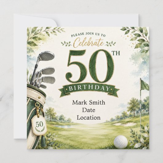 Golf 50. Geburtstag Einladung (Vorderseite)