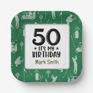 Golf 50. Geburtstag für Golfer mit grünem Gras Pappteller