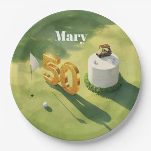Golf 50. Geburtstag für Golfer mit Kuchen und Zahl Pappteller