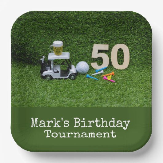 Golf 50. Geburtstag für Golfer Pappteller (Vorderseite)