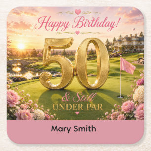Golf 50. Geburtstag für Golferin Rechteckiger Pappuntersetzer