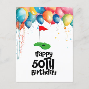 Golf 50. Geburtstag "Golden Swing: Celebrating Postkarte