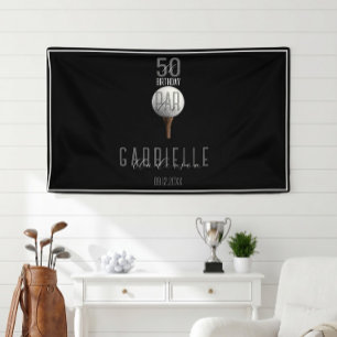 Golf 50. Geburtstag Golfer Meilenstein Elegante Pa Banner
