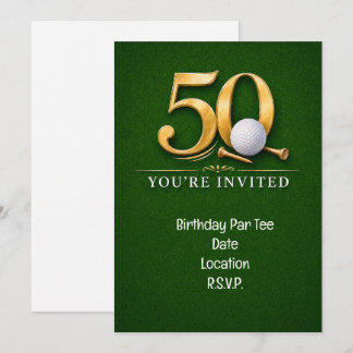 Golf 50. Geburtstag mit Golf auf grünem Gras Einladung