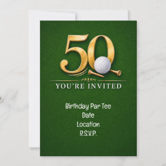 Golf 50. Geburtstag mit Golf auf grünem Gras Einladung