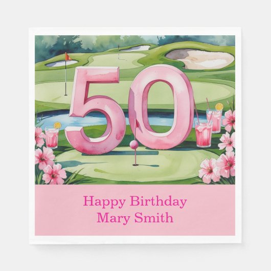 Golf 50. Geburtstag mit Nummer für Golfer Serviette (Vorderseite)