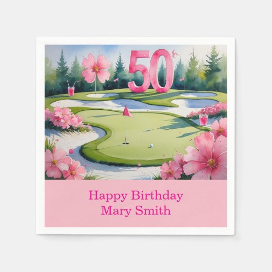 Golf 50. Geburtstag mit Nummer für Golfer Serviette (Vorderseite)