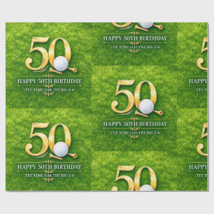 Golf 50. Geburtstag mit Zahl für Golfer Geschenkpapier