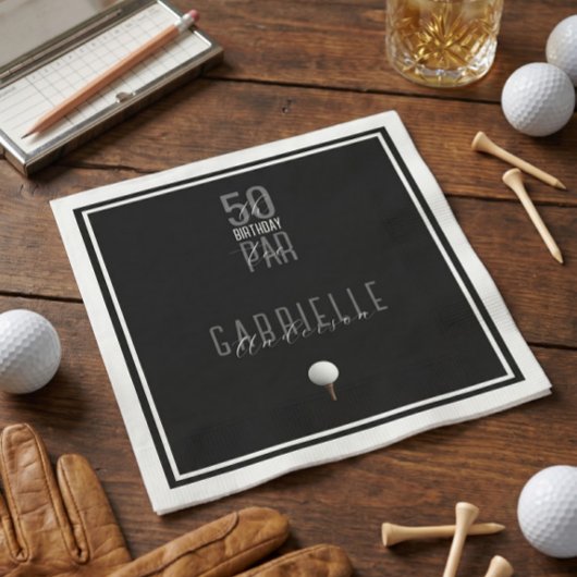 Golf 50. Geburtstag Papiertücher Schwarz Elegant Serviette