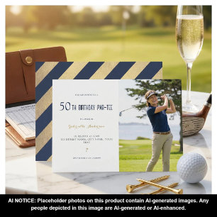 Golf 50. Geburtstag Par-Tee Elegant Navy Blau Gold Einladung