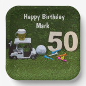 Golf 50. Geburtstag zum Golfer Pappteller (Vorderseite)