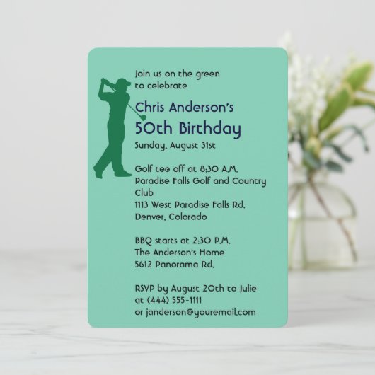 Golf 50. Geburtstagsfeier Einladung (Stehend Vorderseite)
