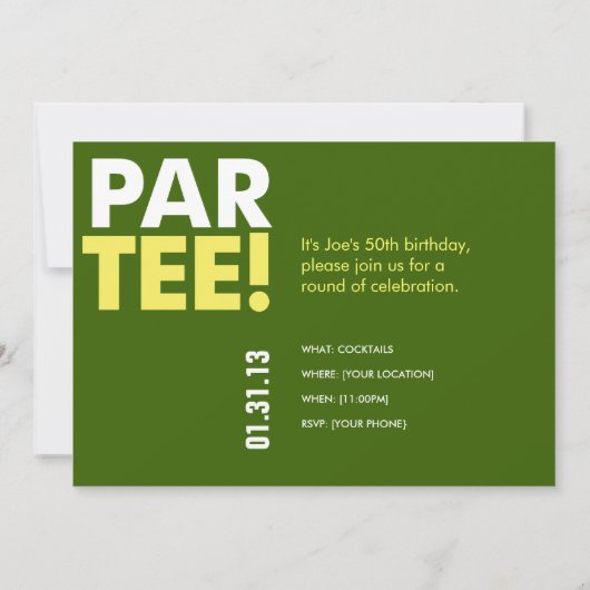 Golf 50. Geburtstagsparty Einladung (Rückseite)