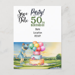 Golf 50. Geburtstagsparty Save the Date Postkarte