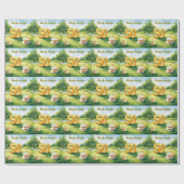 Golf 50th Birthday for golfer with cake and number Geschenkpapier (Flach)