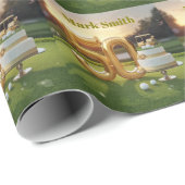 Golf 50th Birthday for golfer with cake and number Geschenkpapier (Rolleneckpunkt)