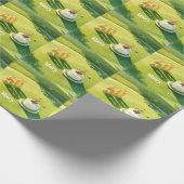 Golf 50th Birthday for golfer with cake and number Geschenkpapier (Ecke)