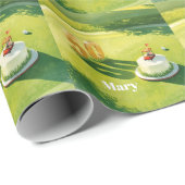 Golf 50th Birthday for golfer with cake and number Geschenkpapier (Rolleneckpunkt)